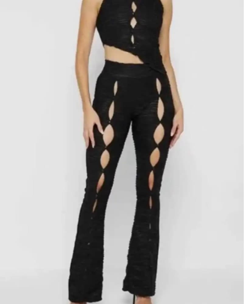 Cut Out Flare Pants Black - Image 1