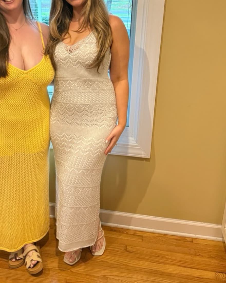 Revolve Knit Silver Dress W/ White Slip  - Image 1