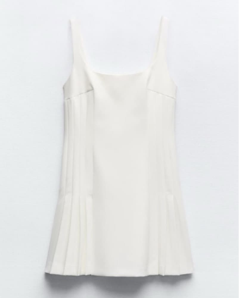 Zara White Pleated Dress - Image 1