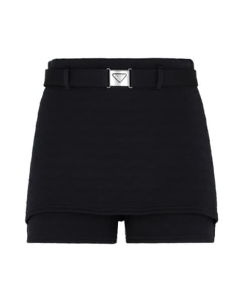 Navy Prada Belted Mini Short  - Image 2