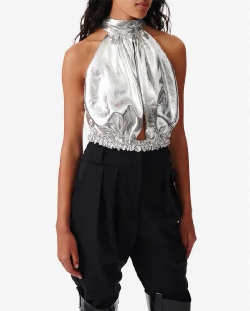 Iro Silver Metallic Top - Image 1