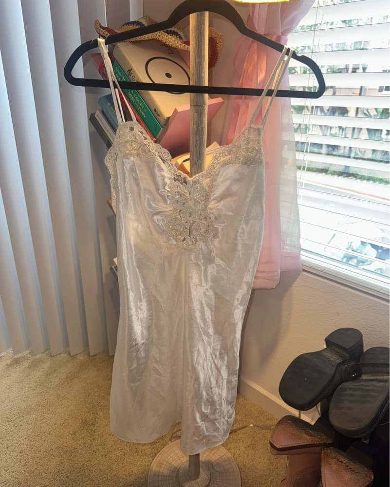 Elegant Lace Satin Slip Dress - Image 2