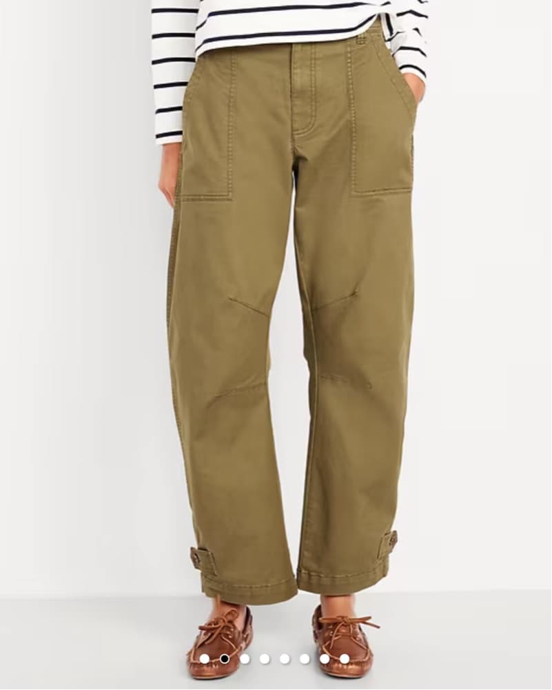 Mid-Rise Twill Barrel Pants - Image 1