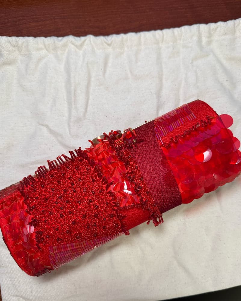 Cult Gaia Red Sequin Clutch Purse - Image 2