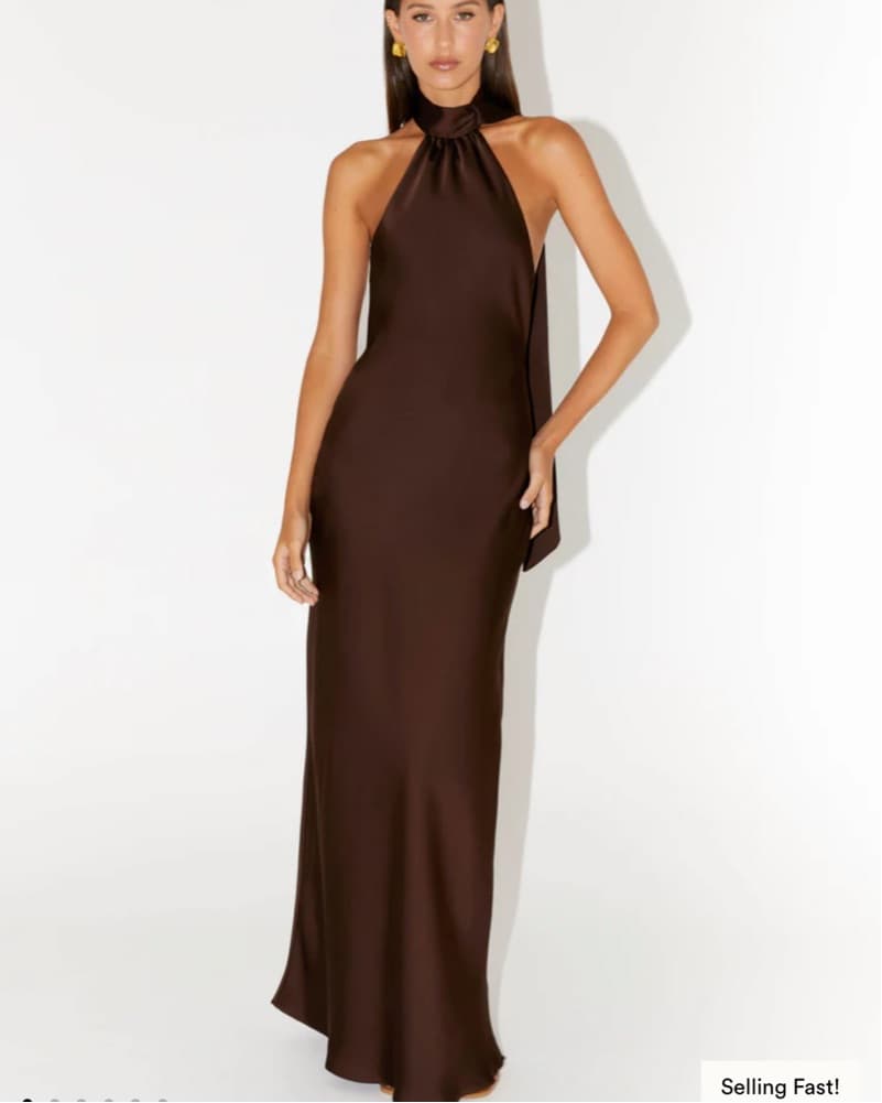 Keena Scarf Maxi Dress - Chocolate - Image 1