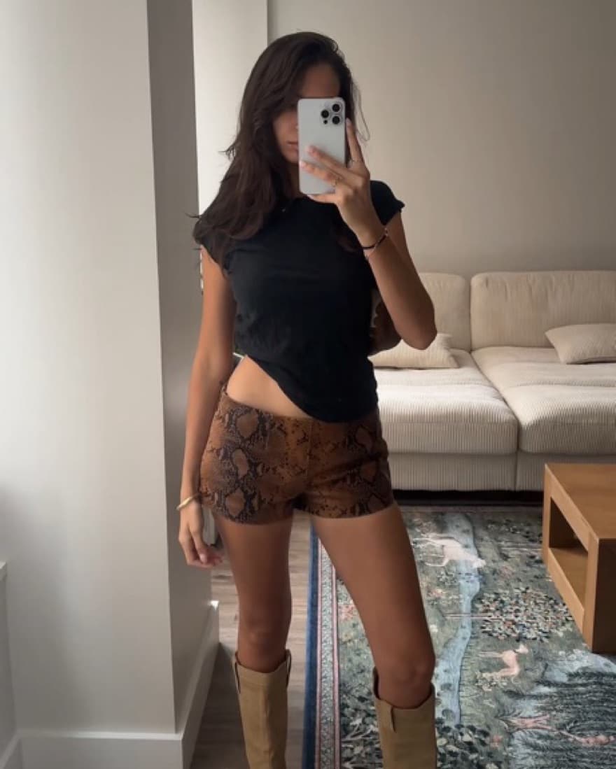 Snakeskin Mini Shorts - Image 1
