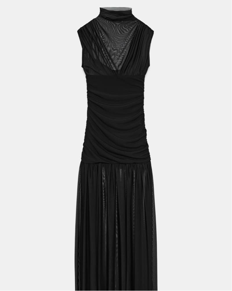Sophisticated Black Gown with Sheer Details - Image 4