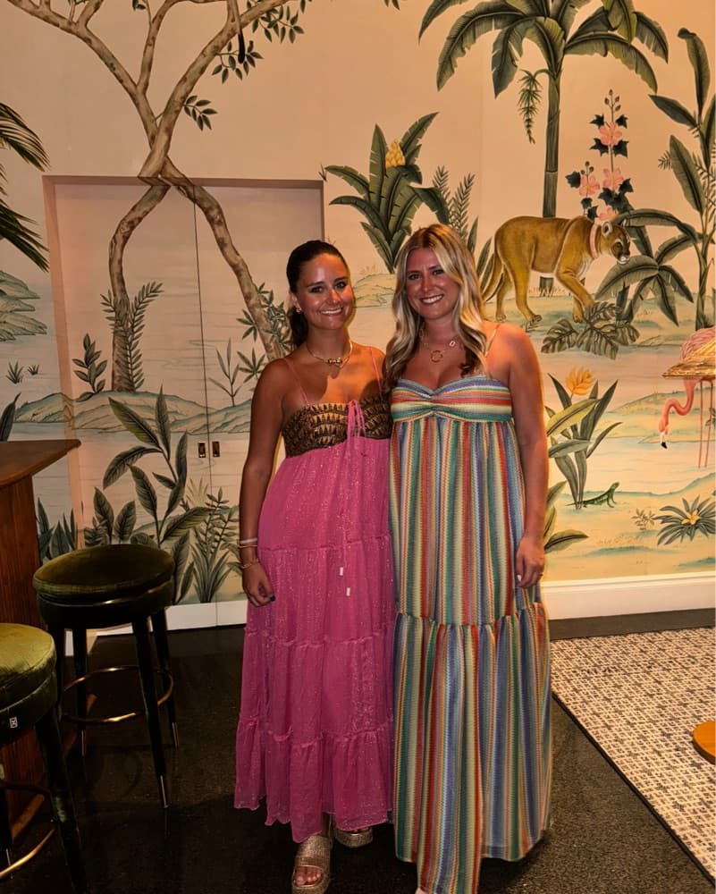 Colorful Tropical Maxi Dress and Rainbow Striped Sundress - Image 1