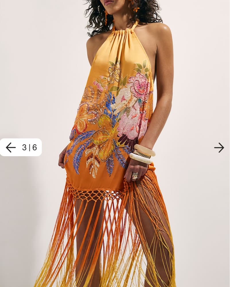 River Island Orange Fringed Halter Neck  - Image 2