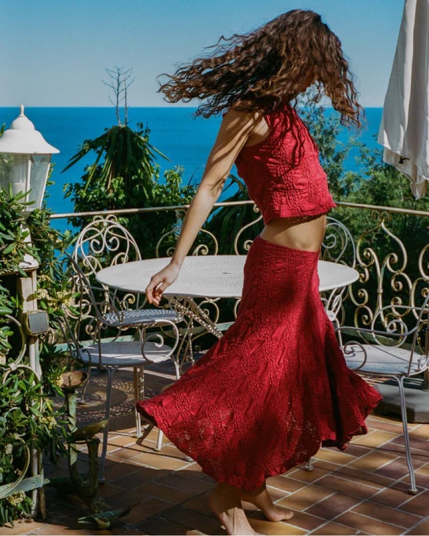 Red withjean set - Image 2