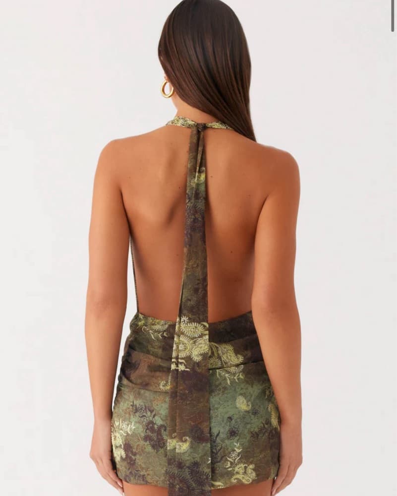 Eleanora Plunge Mini Dress - Cyber Flora - Image 3