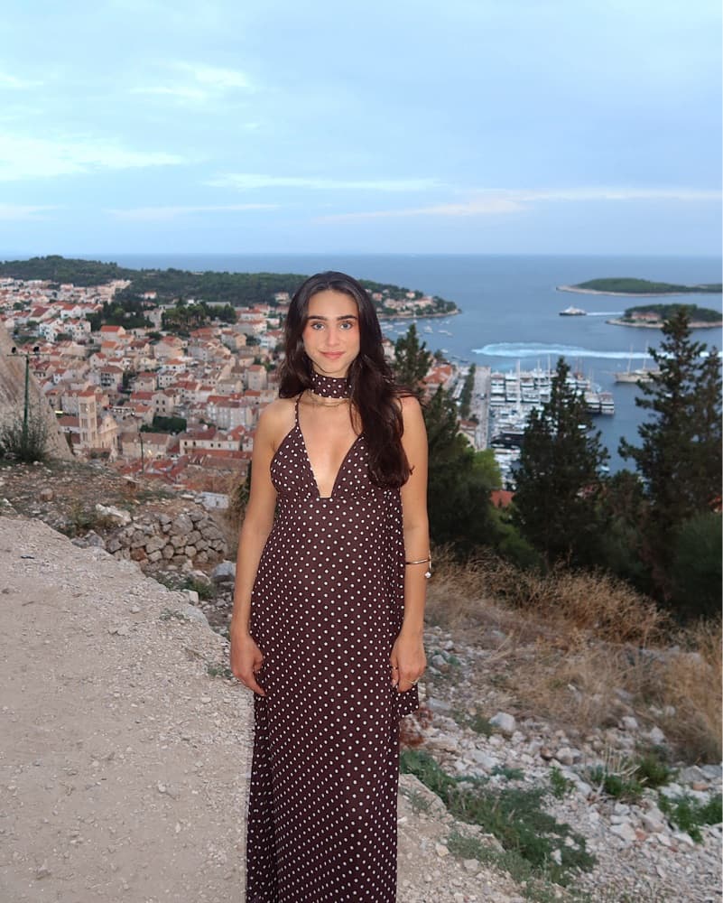 Brown Polka Dot Scarf Dress - Image 2