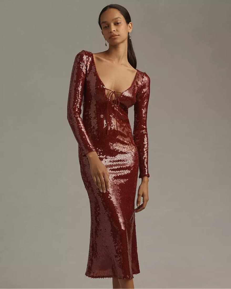 Bardot Red Sparkle Maxi Dress - Image 1