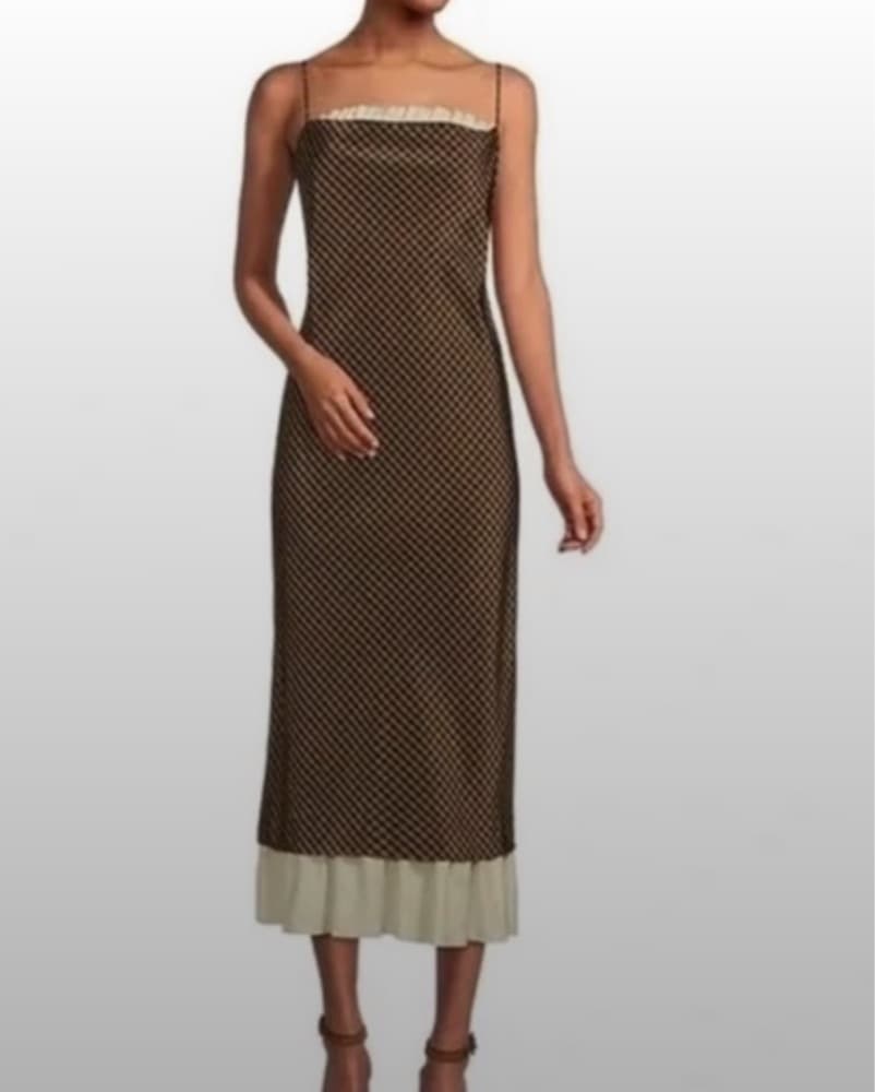 Dillards Courtney Grow Brown Plaid Dress - Image 3