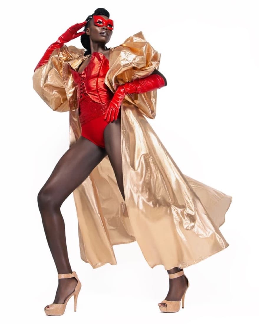 RoseGold Cape/Coat & CherryRed Two-Piece - Image 2