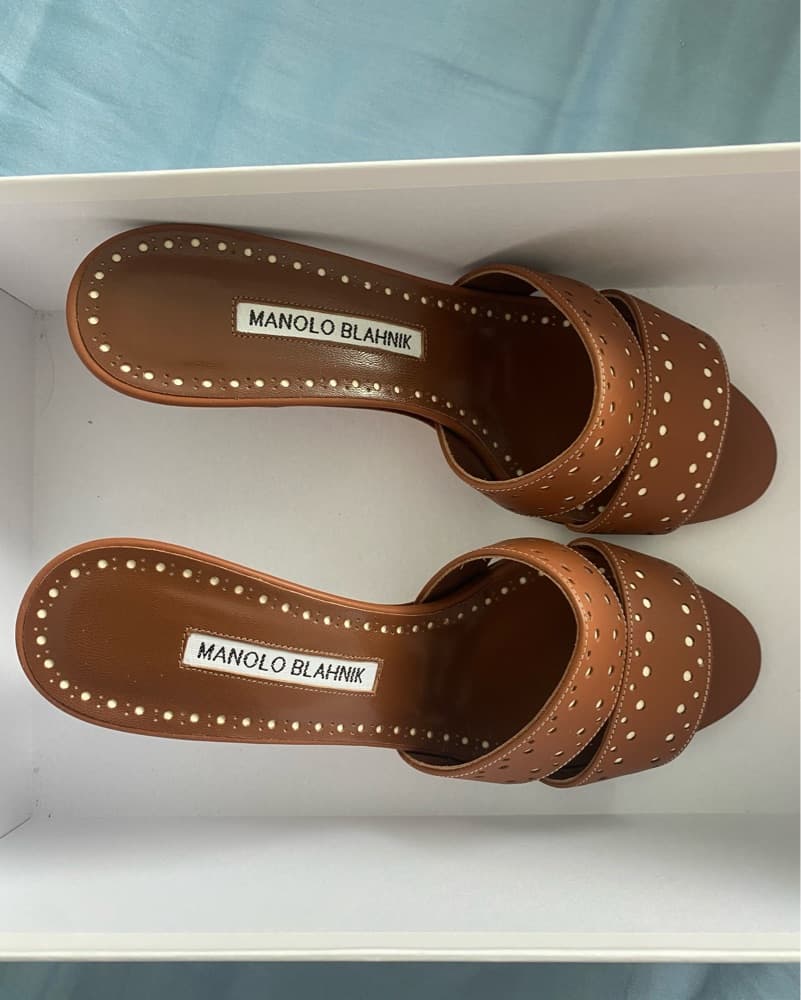 Chic Dotted Manolo Blahnik Sandals - Image 1