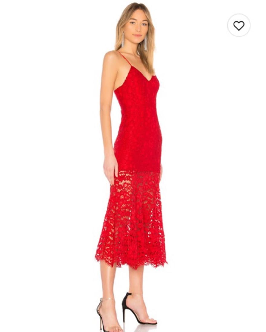 Red Midi Lace Dress - Image 2