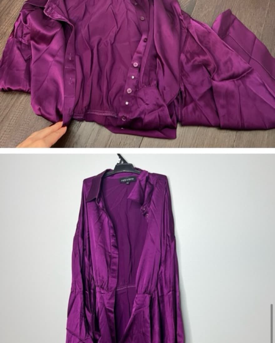 Retrofete Magenta Retro Satin Wrap Dress - Image 5