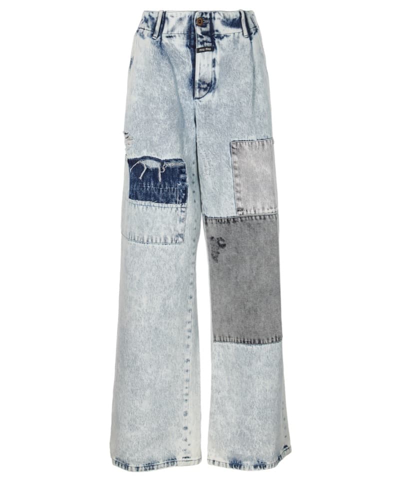 Miu Miu Bleached Patchwork Jeans - Image 1