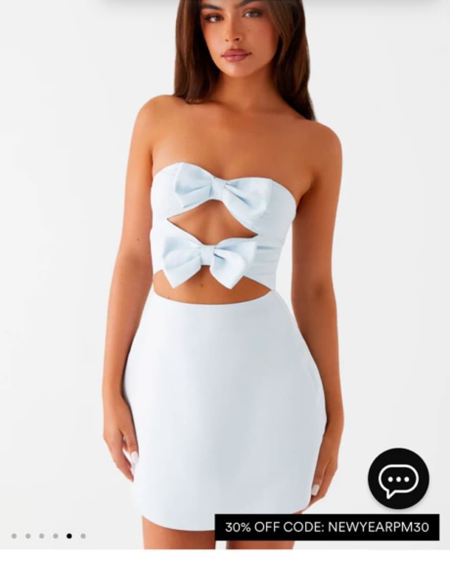 Feminine Blue Bow Crop Top Mini Dress - Image 5