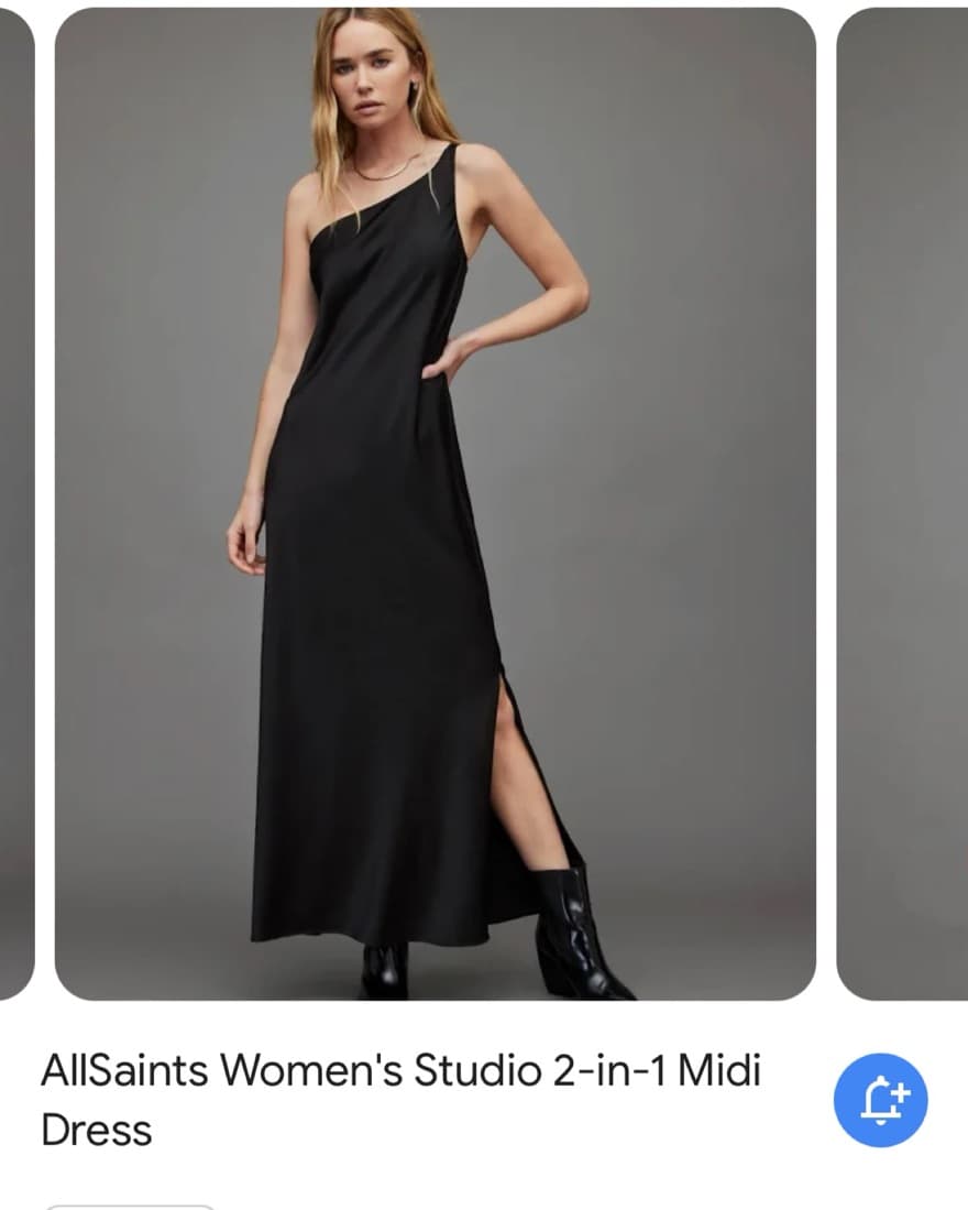 All Saints Black Silk One Shoulder Dress - Image 2