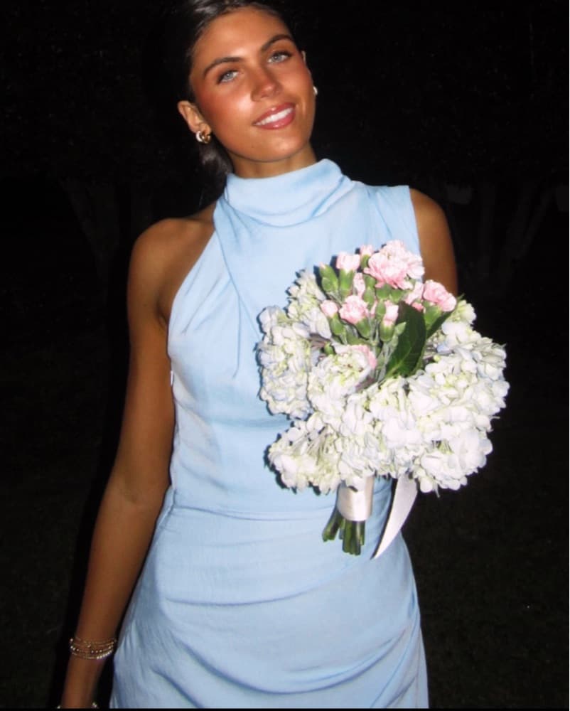 Blue Glamorous Halter Neck Gown  - Image 1