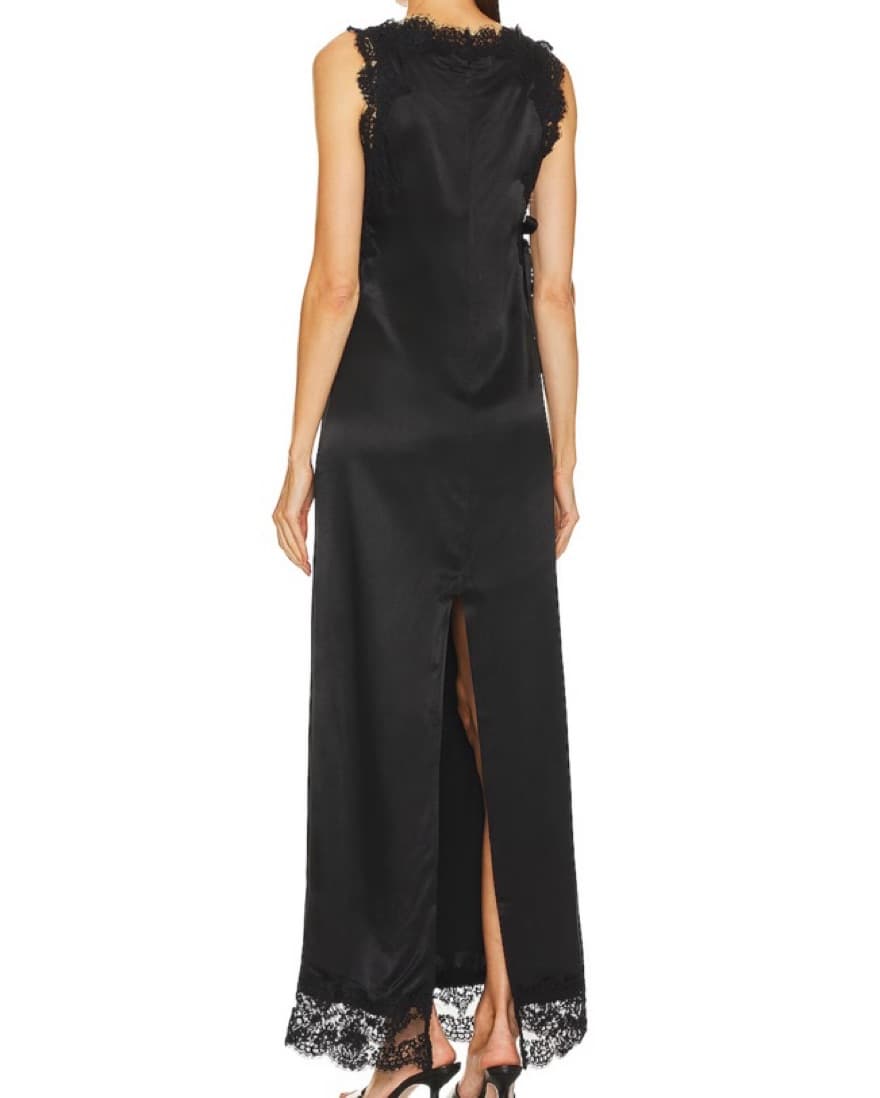 Black Slip Dress With Lace Details  - Image 3