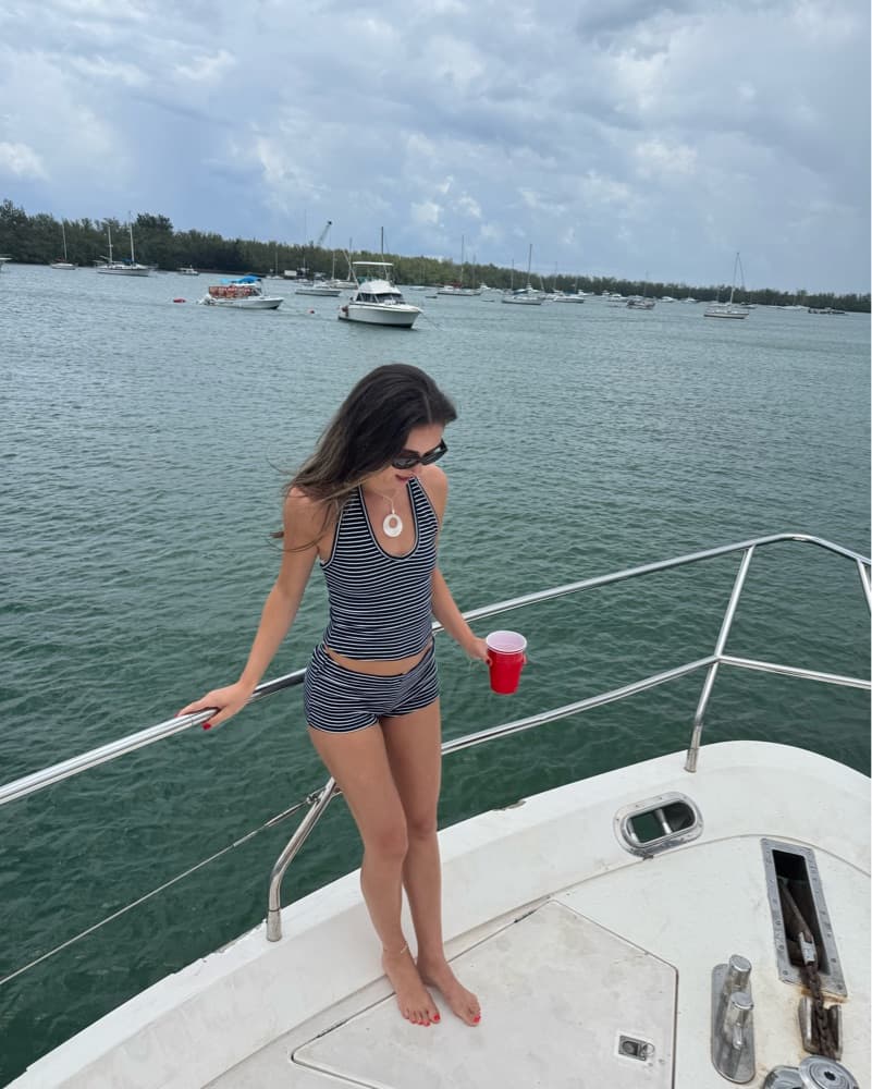 Striped Halter Top and Mini Shorts Set - Image 1