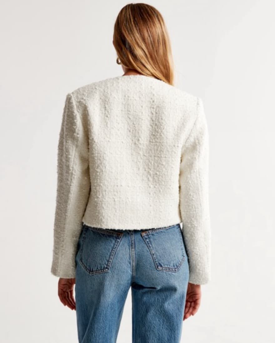 Collarless Tweed Jacket - Image 4