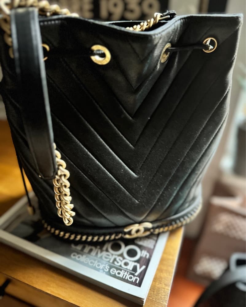Chanel Bucket Bag With Chain Strap - Image 1