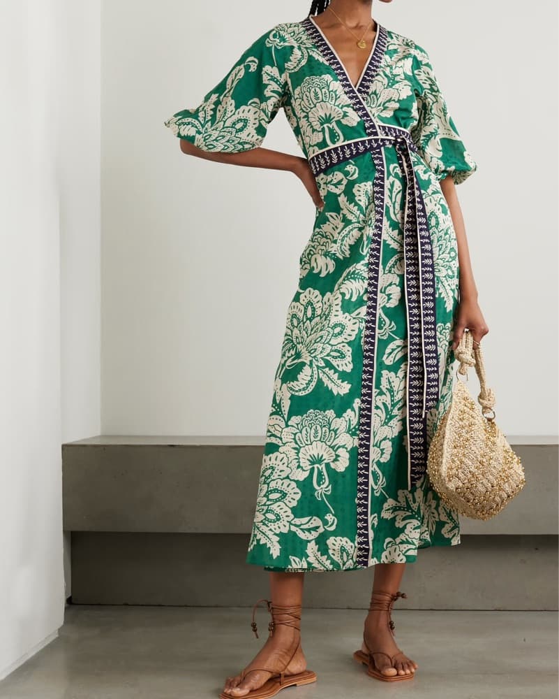Cara Cara Rosewood Silk Green Dress Sm - Image 1
