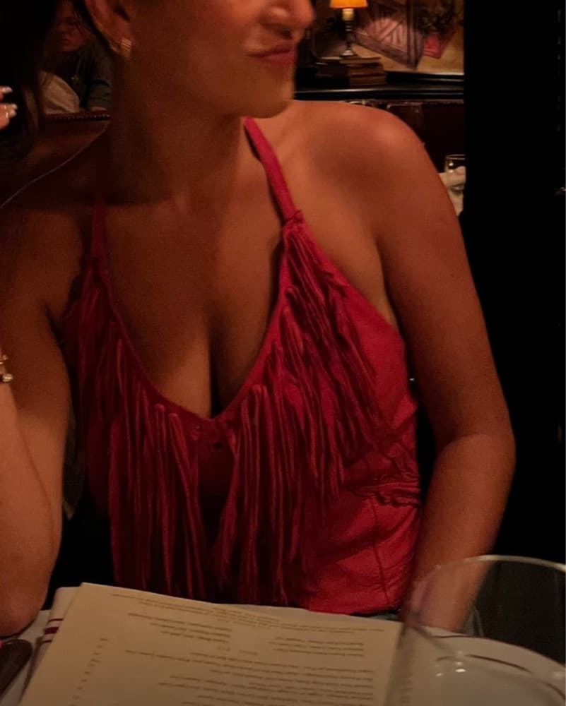 Red Leather Fringe Halter - Image 1