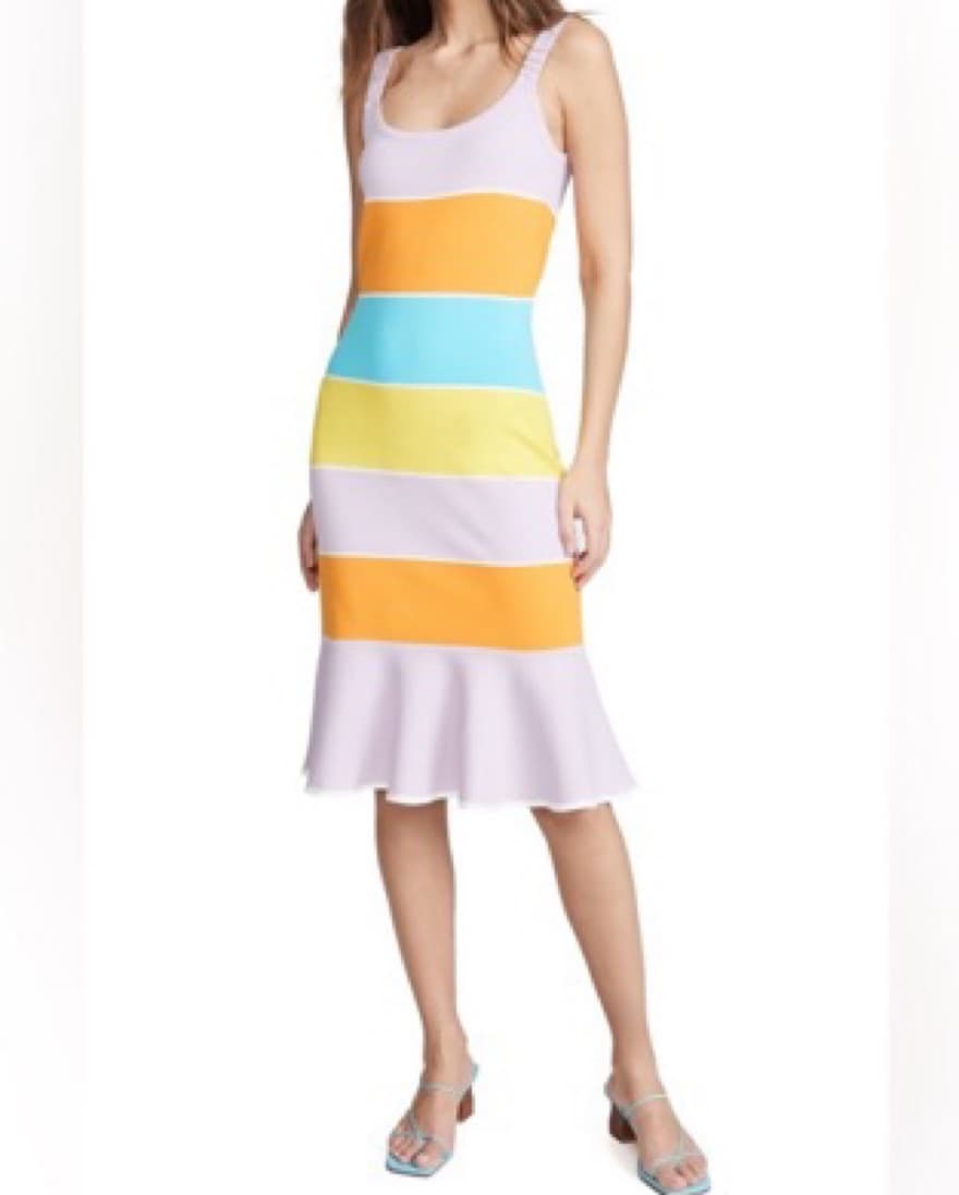 Tanya Taylor Striped Midi Dress - Image 1