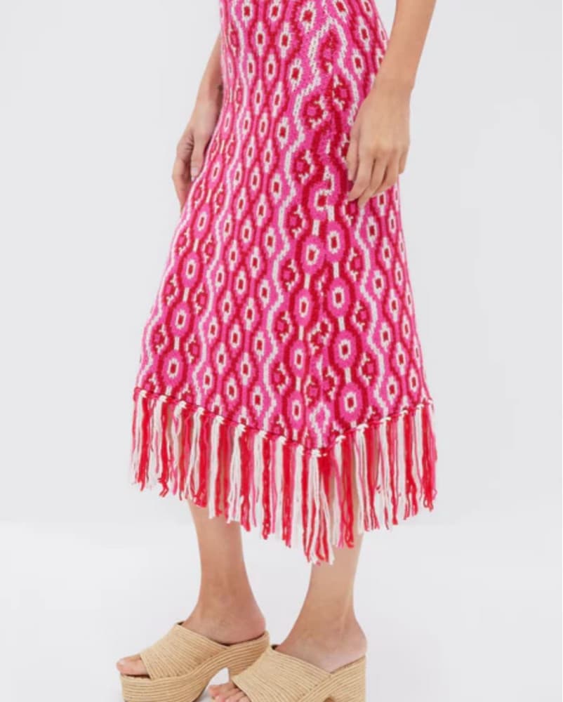 Pink Knit Midi Skirt - Image 2