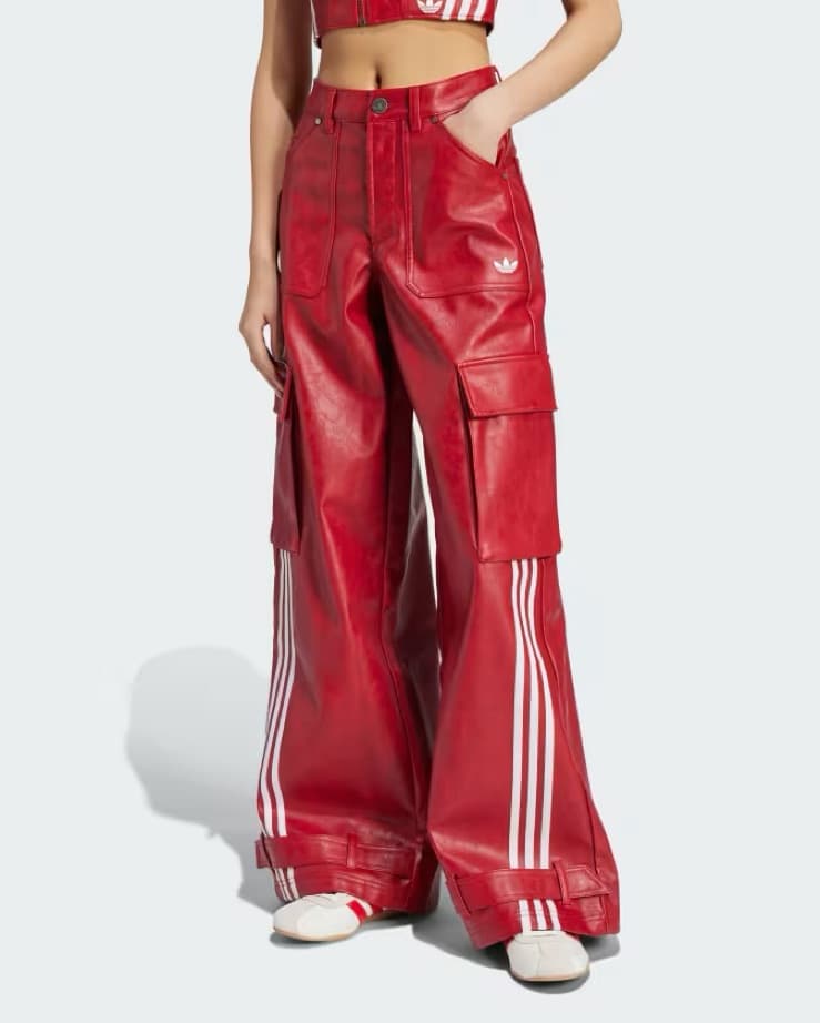 Red Leather Adidas High-waisted Wide Leg - Image 2