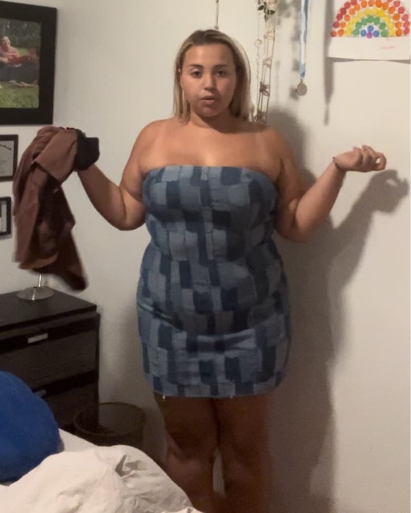 Denim Patchwork Dress  - Image 1