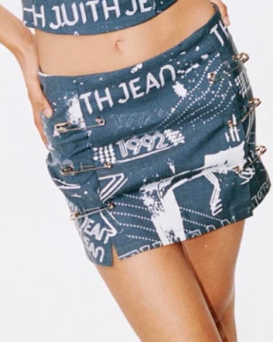 With Jean Paperclip Printed Skirt - Image 2