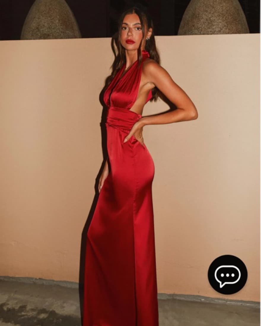 Red Halterneck Silk Gown - Image 5
