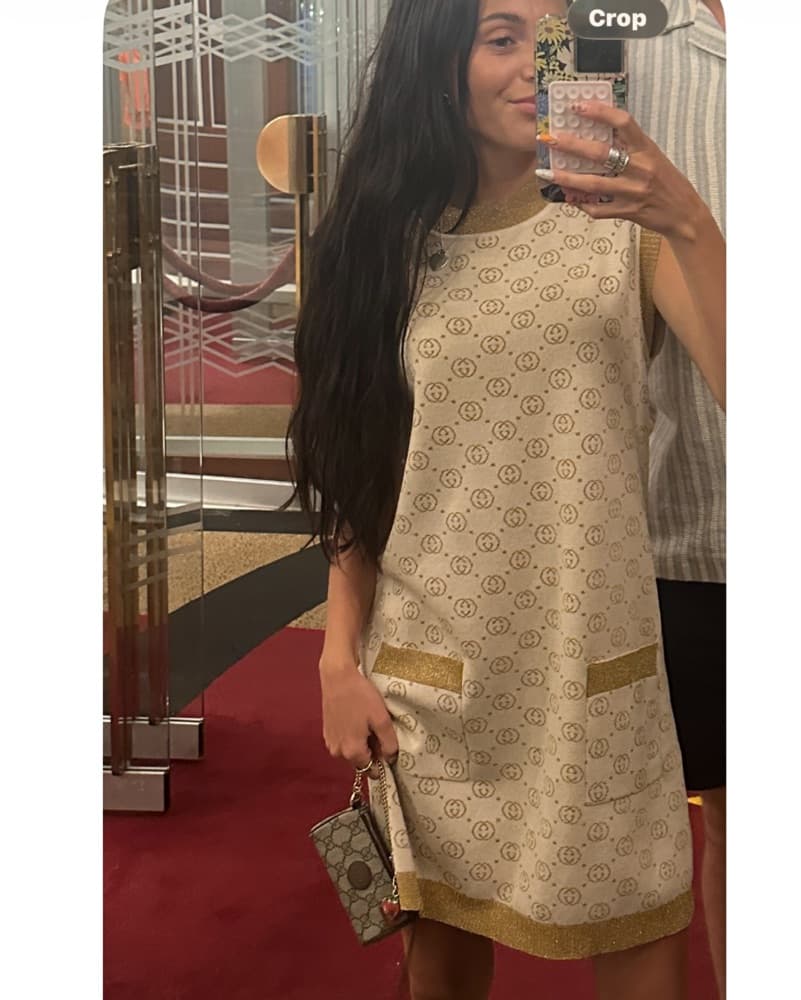 Patterned Gold Gucci Dress - Image 1