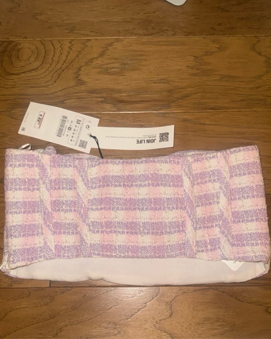 Zara Purple Pink Tweet Corset Crop Top - Image 4