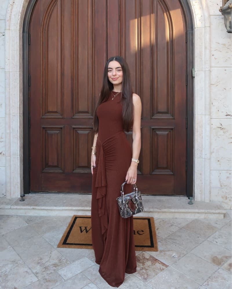 Revolve Brown Ruffle Maxi Dress - Image 5