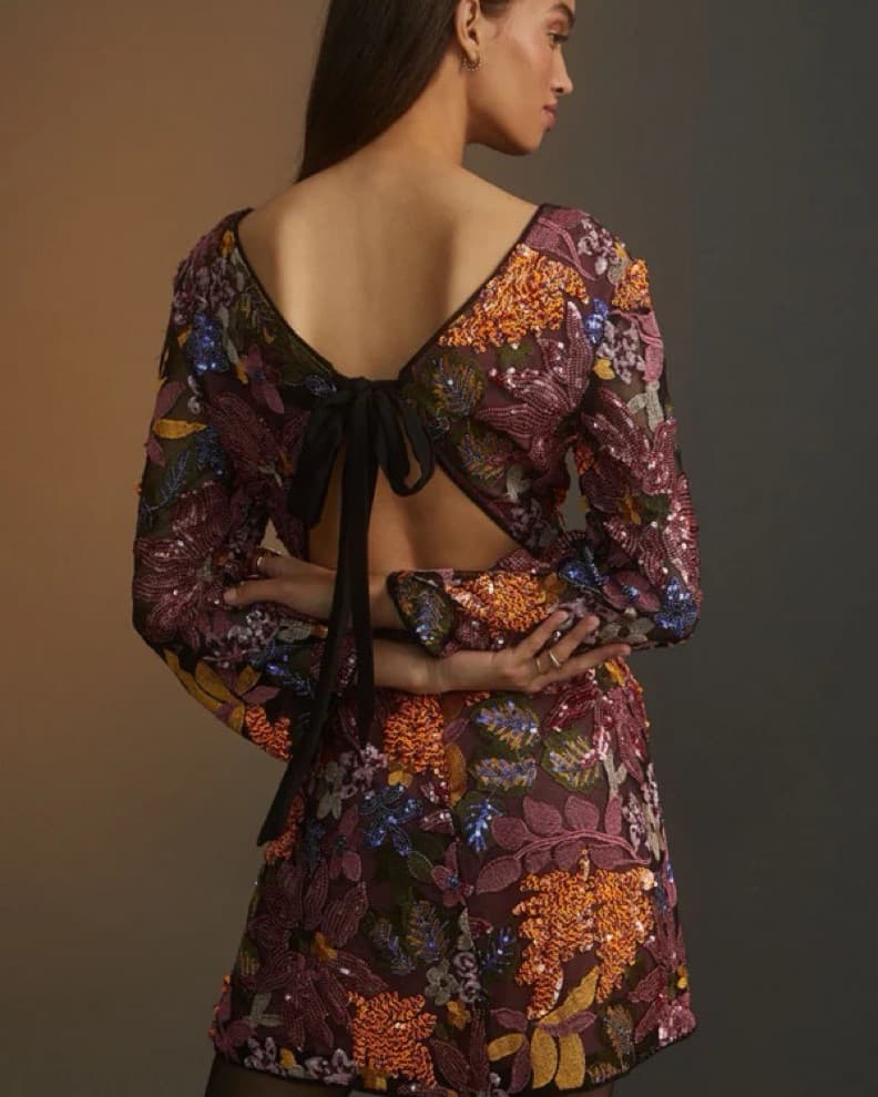 Floral Sequin Anthro Dress - Image 3