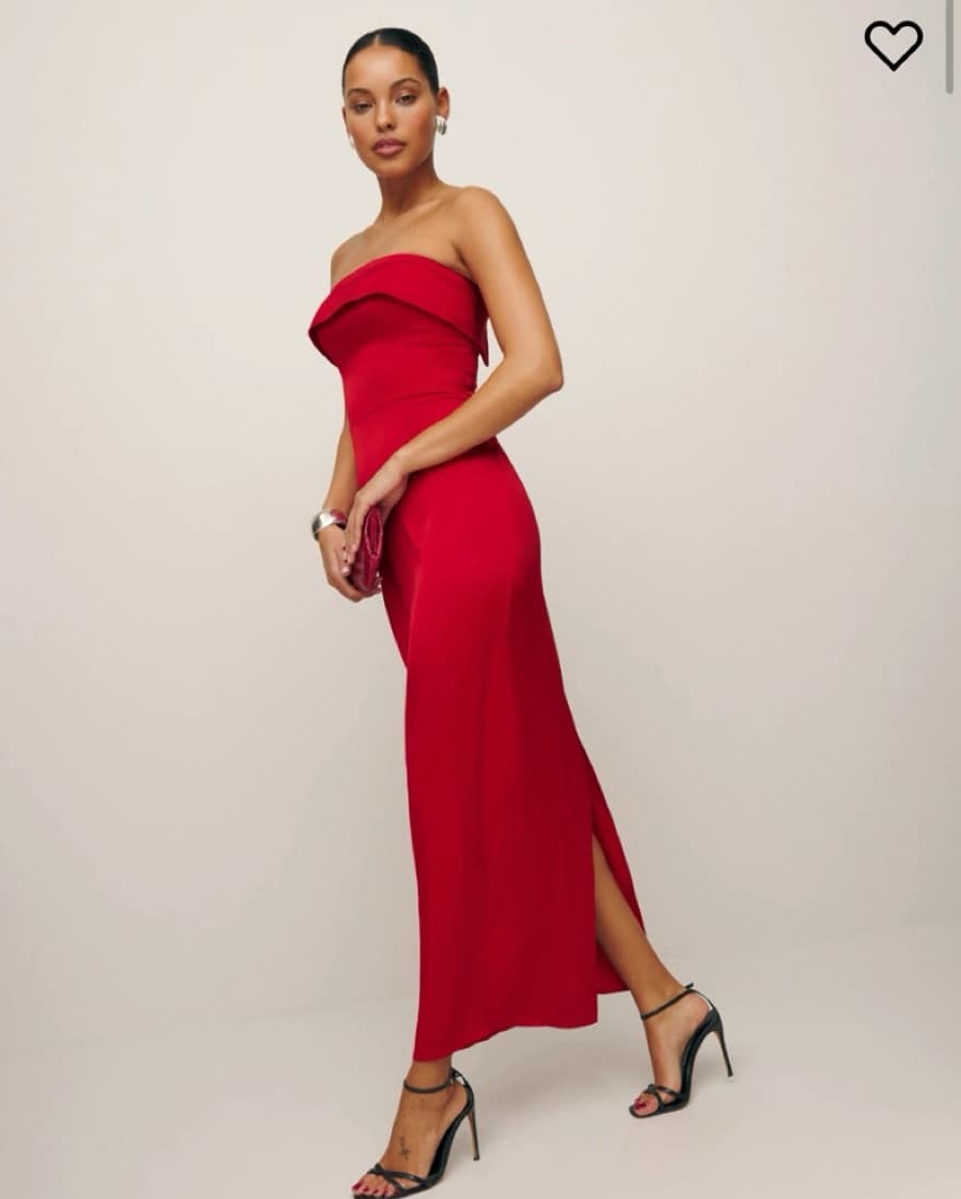 Reformation Red Johan Satin Dress - Image 3