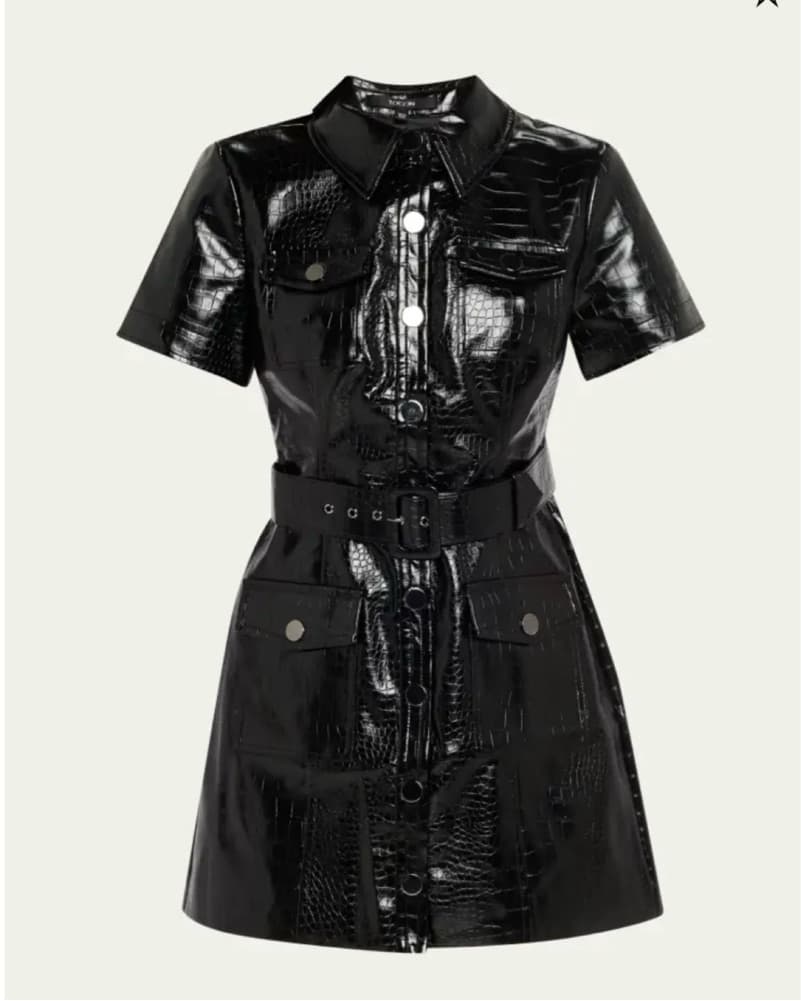 Toccin Lydia Croc Leather Mini Dress - Image 1