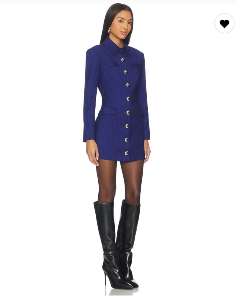 Blue Pinstripe Mini Dress  - Image 1