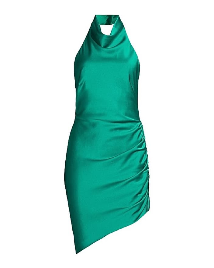 Emerald Green Halter Mini Dress - Image 1