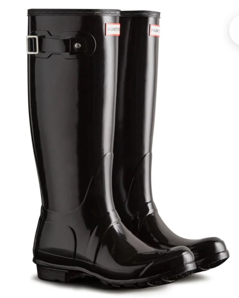 Hunter Tall Black Glossy Rain Boots - Image 1