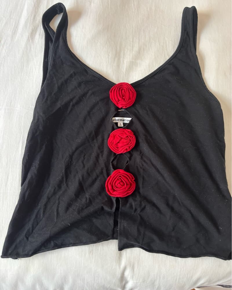 Reformation Red Rose Black Tank - Image 1