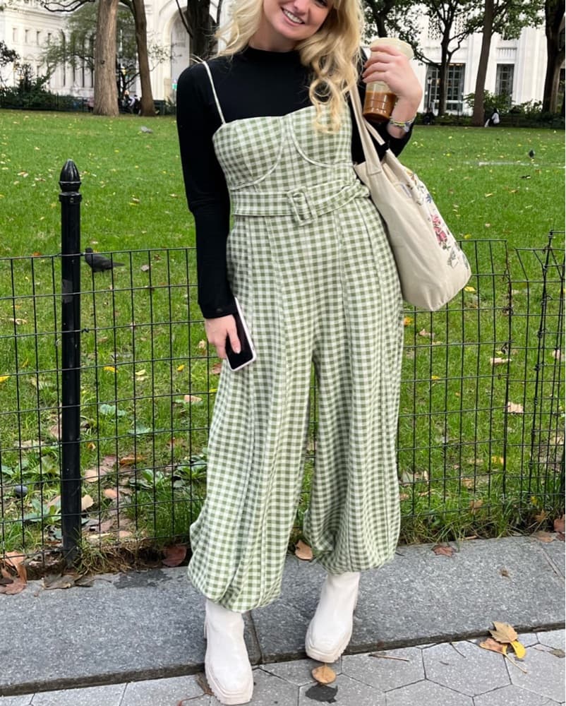 Free People Green Gingham Jumpsuit  - Image 4