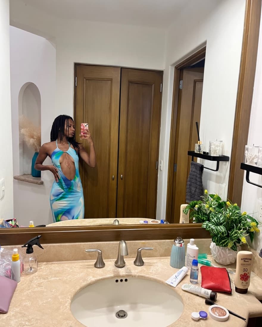 Tropical Cut Out Dress - Image 1